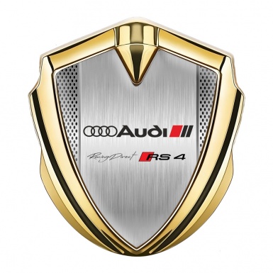 Audi RS4 Emblem Fender Badge Gold Brushed Alloy Sport Edition
