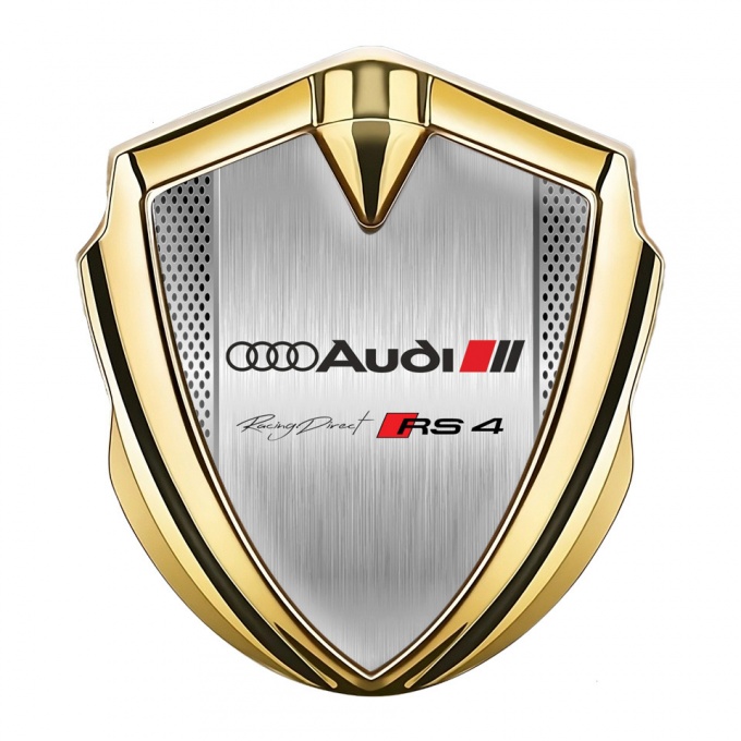 Audi RS4 Emblem Fender Badge Gold Brushed Alloy Sport Edition