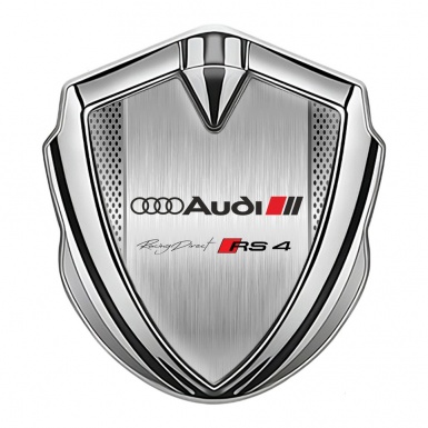 Audi RS4 Emblem Fender Badge Silver Brushed Alloy Sport Edition