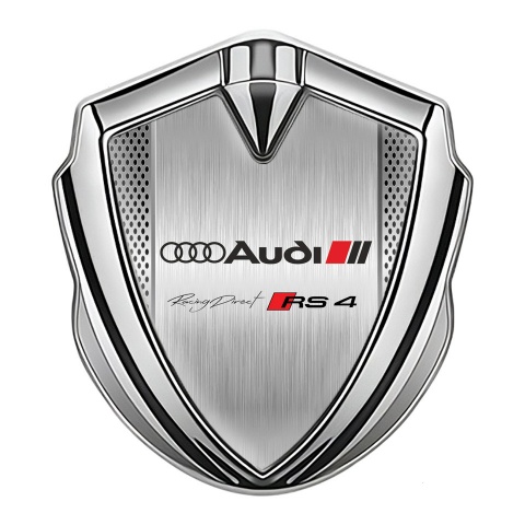 Audi RS4 Emblem Fender Badge Silver Brushed Alloy Sport Edition