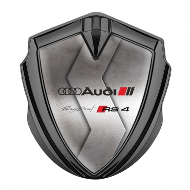 Audi RS4 Fender Emblem Badge Graphite Polished Metal Racing Direct