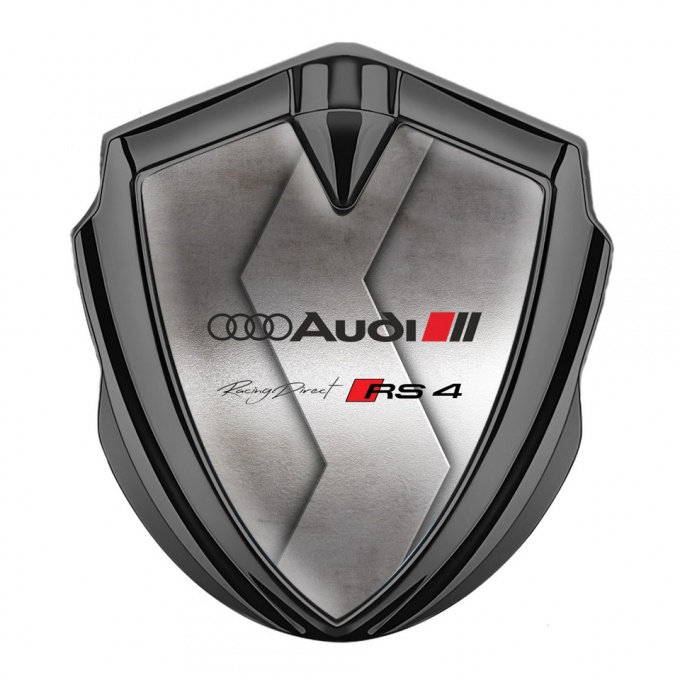 Audi RS4 Fender Emblem Badge Graphite Polished Metal Racing Direct