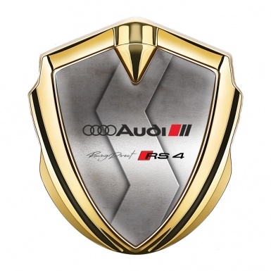 Audi RS4 Fender Emblem Badge Gold Polished Metal Racing Direct