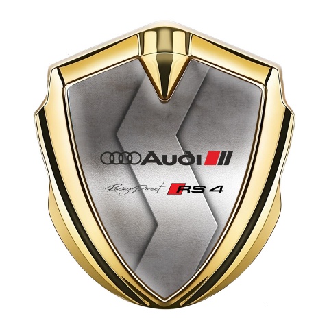 Audi RS4 Fender Emblem Badge Gold Polished Metal Racing Direct