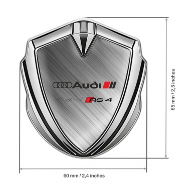 Audi RS4 Emblem Trunk Badge Silver Brushed Aluminum Edition