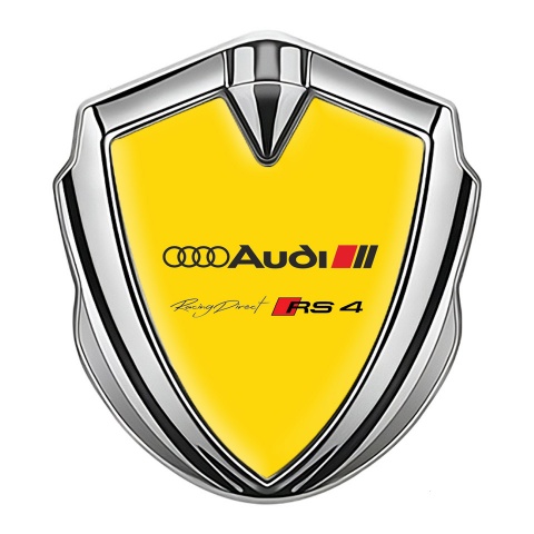 Audi RS4 Bodyside Emblem Badge Silver Yellow Base Sport Edition