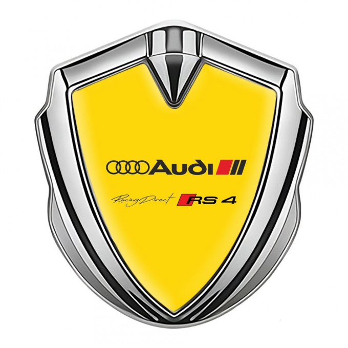 Audi RS4 Bodyside Emblem Badge Silver Yellow Base Sport Edition