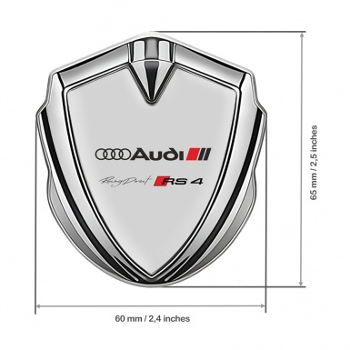 Audi RS4 Emblem Car Badge Silver Moon Grey Fill Sport Edition