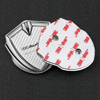 Audi RS4 Bodyside Domed Emblem Silver White Carbon Texture Edition