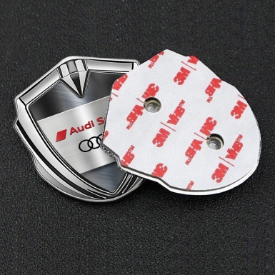 Audi Bodyside Emblem Self Adhesive Silver Metallic Panel Edition