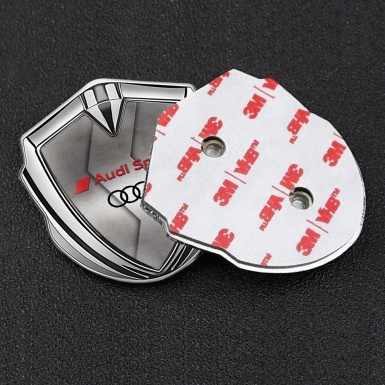 Audi Metal Emblem Self Adhesive Silver Polished Surface Sport Motif