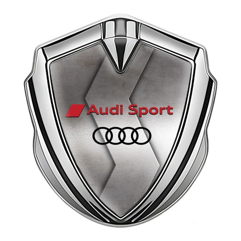 Audi Metal Emblem Self Adhesive Silver Polished Surface Sport Motif