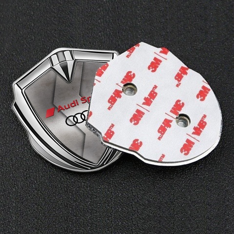 Audi Metal Emblem Self Adhesive Silver Polished Surface Sport Motif