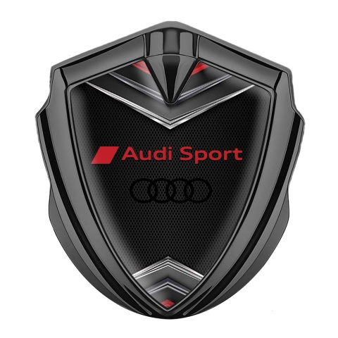 Audi Bodyside Badge Self Adhesive Graphite Dark Mesh Red Characters