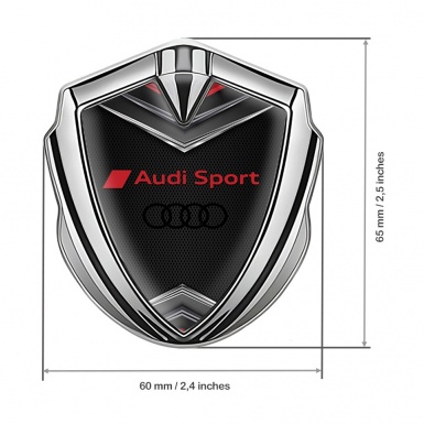 Audi Bodyside Badge Self Adhesive Silver Dark Mesh Red Characters