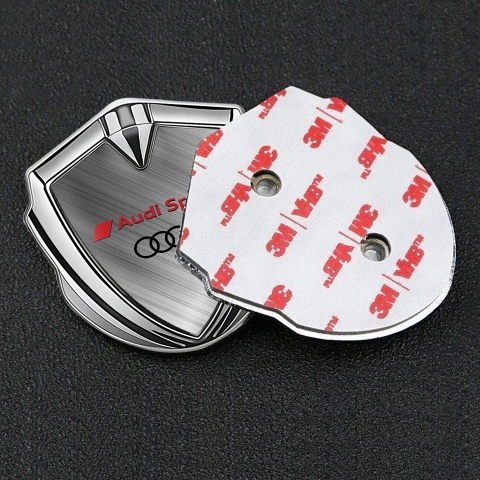 Audi Emblem Badge Self Adhesive Silver Brushed Steel Variant
