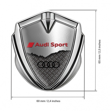 Audi Emblem Badge Self Adhesive Silver Cracked Metal Panel Edition