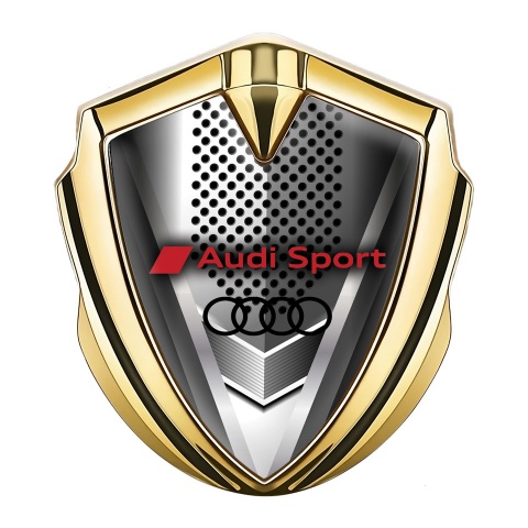 Audi Emblem Trunk Badge Gold Modern Style Metallic Grate Design