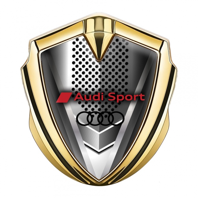 Audi Emblem Trunk Badge Gold Modern Style Metallic Grate Design