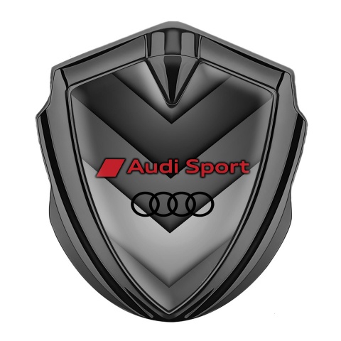 Audi Sport Trunk Emblem Badge Graphite Greyscale Panels Black Rings