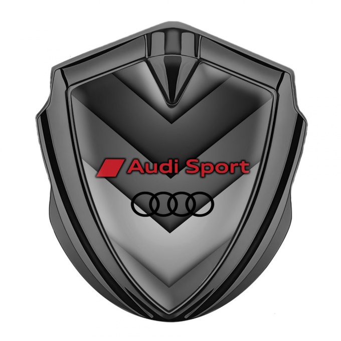 Audi Sport Trunk Emblem Badge Graphite Greyscale Panels Black Rings