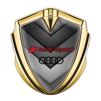Audi Sport Trunk Emblem Badge Gold Greyscale Panels Black Rings