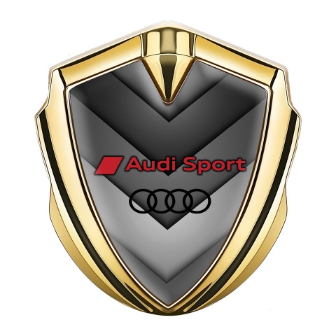 Audi Sport Trunk Emblem Badge Gold Greyscale Panels Black Rings