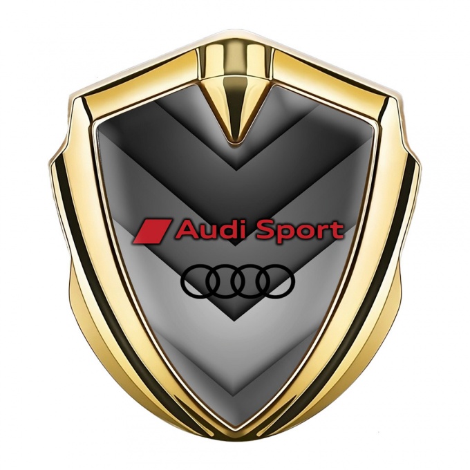 Audi Sport Trunk Emblem Badge Gold Greyscale Panels Black Rings
