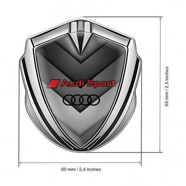 Audi Sport Trunk Emblem Badge Silver Greyscale Panels Black Rings