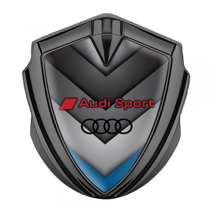 Audi Sport Emblem Car Badge Graphite Grey Panels Blue Fragment Design