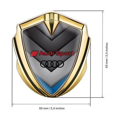 Audi Sport Emblem Car Badge Gold Grey Panels Blue Fragment Design