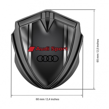 Audi Sport Bodyside Domed Emblem Graphite Metallic Frame Red Edition