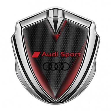 Audi Sport Bodyside Emblem Self Adhesive Silver Dark Mesh Red Elements