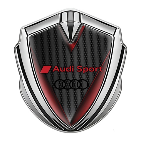 Audi Sport Bodyside Emblem Self Adhesive Silver Dark Mesh Red Elements