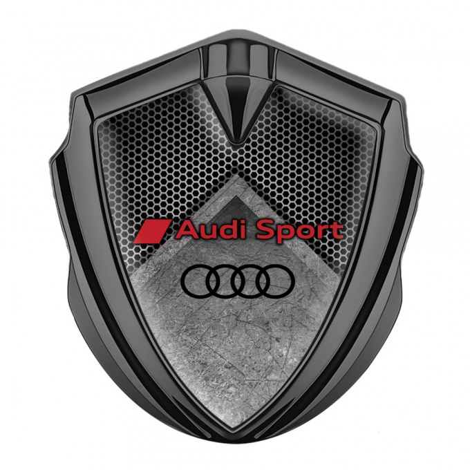 Audi Sport Metal Emblem Self Adhesive Graphite Grey Hex Stone Slab Effect