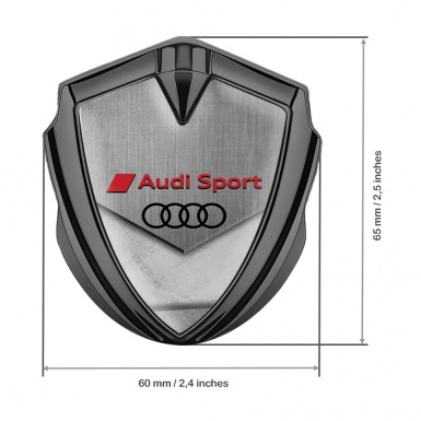 Audi Sport Metal 3D Domed Emblem Graphite Stone Effect Black Logo