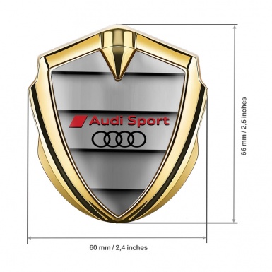 Audi Sport Bodyside Badge Self Adhesive Gold Shutter Effect Black Logo