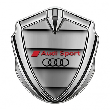 Audi Sport Bodyside Badge Self Adhesive Silver Shutter Effect Black Logo
