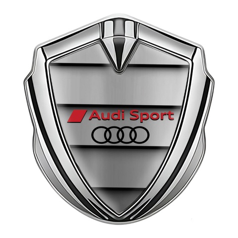 Audi Sport Bodyside Badge Self Adhesive Silver Shutter Effect Black Logo
