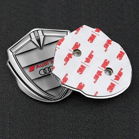 Audi Sport Bodyside Badge Self Adhesive Silver Shutter Effect Black Logo