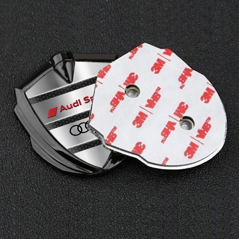 Audi Sport Emblem Badge Self Adhesive Graphite Black Hex Grey Panels