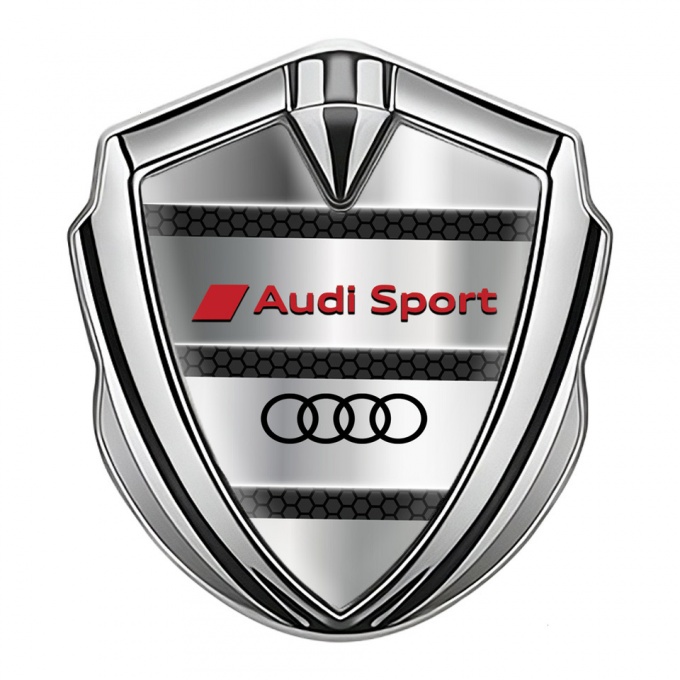 Audi Sport Emblem Badge Self Adhesive Silver Black Hex Grey Panels