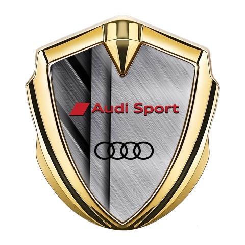 Audi Sport Emblem Fender Badge Gold Brushed Steel Panels Effect