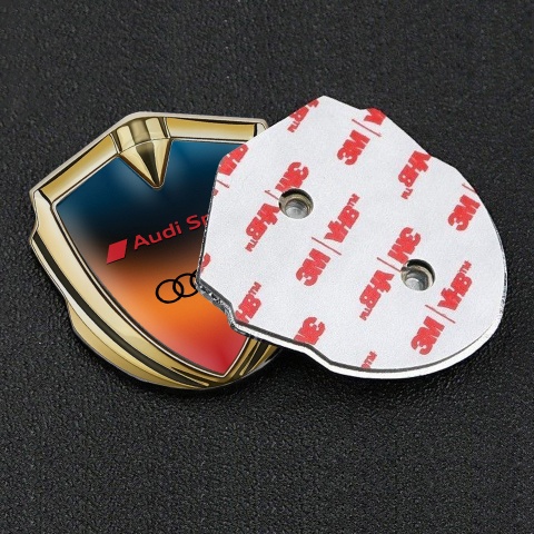 Audi Sport Fender Emblem Badge Gold Color Gradient Black Logo