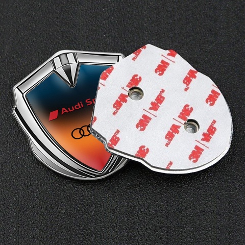Audi Sport Fender Emblem Badge Silver Color Gradient Black Logo