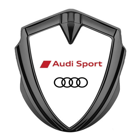 Audi Sport Emblem Trunk Badge Graphite White Background Red Logo