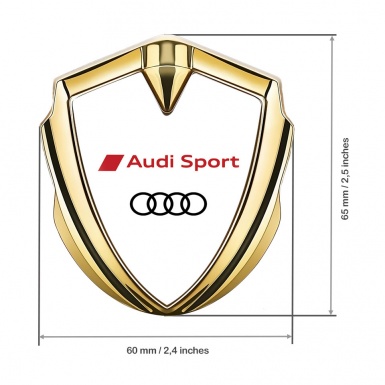 Audi Sport Emblem Trunk Badge Gold White Background Red Logo