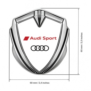 Audi Sport Emblem Trunk Badge Silver White Background Red Logo