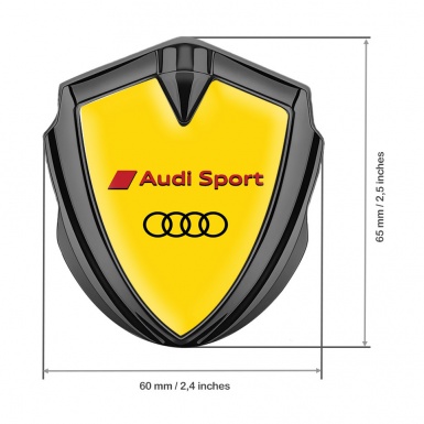 Audi Sport Emblem Self Adhesive Graphite Yellow Base Black Red Logo
