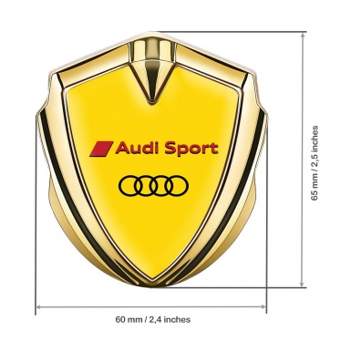 Audi Sport Emblem Self Adhesive Gold Yellow Base Black Red Logo